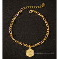 Shangjie OEM 26 Lettre anglaise HEXAGON ANKLETS 18K Gold Basdless en acier inoxydable